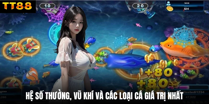 Hệ số thưởng, vũ khí và các loại cá giá trị nhất